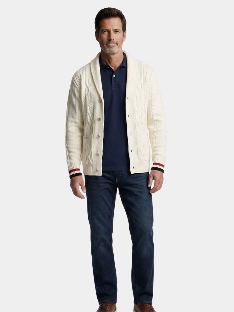 THÉODORE | Pull en maille à col écharpe — coupe taillée intemporelle