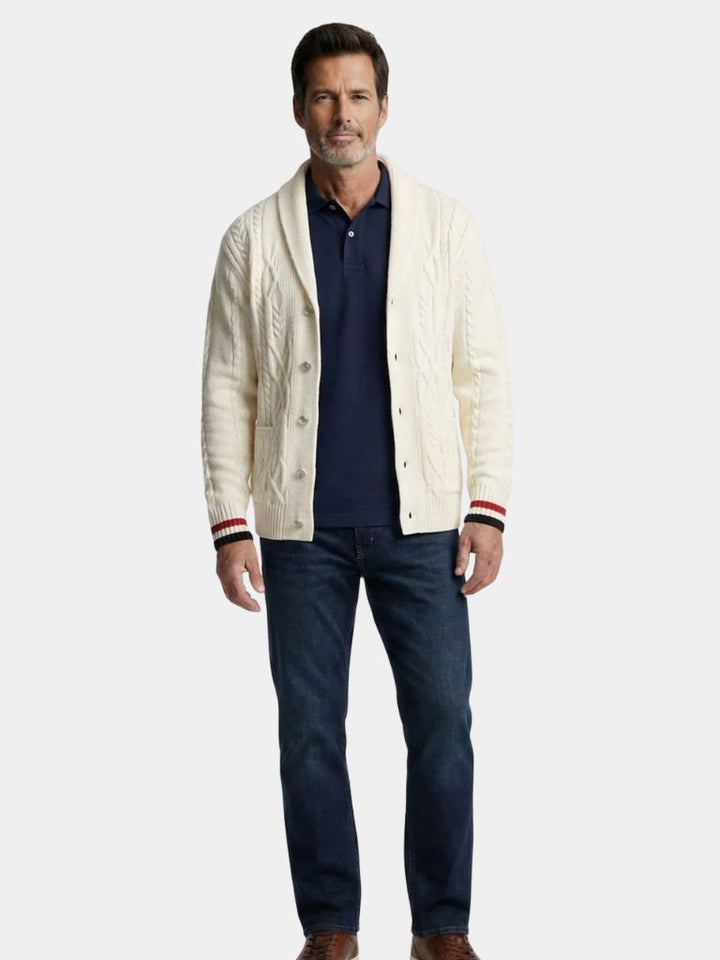 THÉODORE | Pull en maille à col écharpe — coupe taillée intemporelle