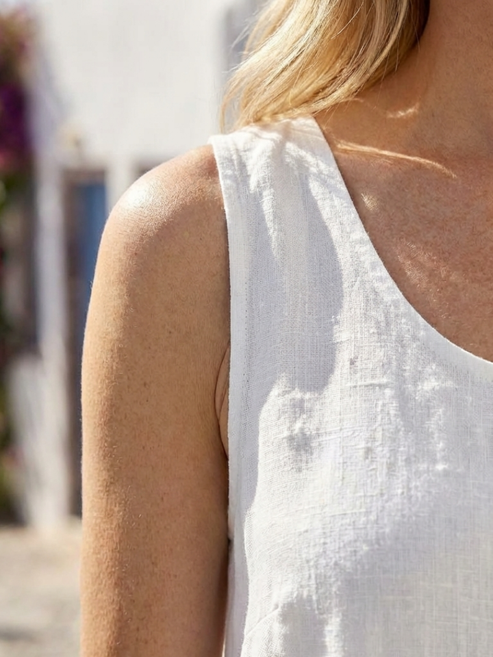 Ismera | Robe midi fluide sans manches à encolure ronde
