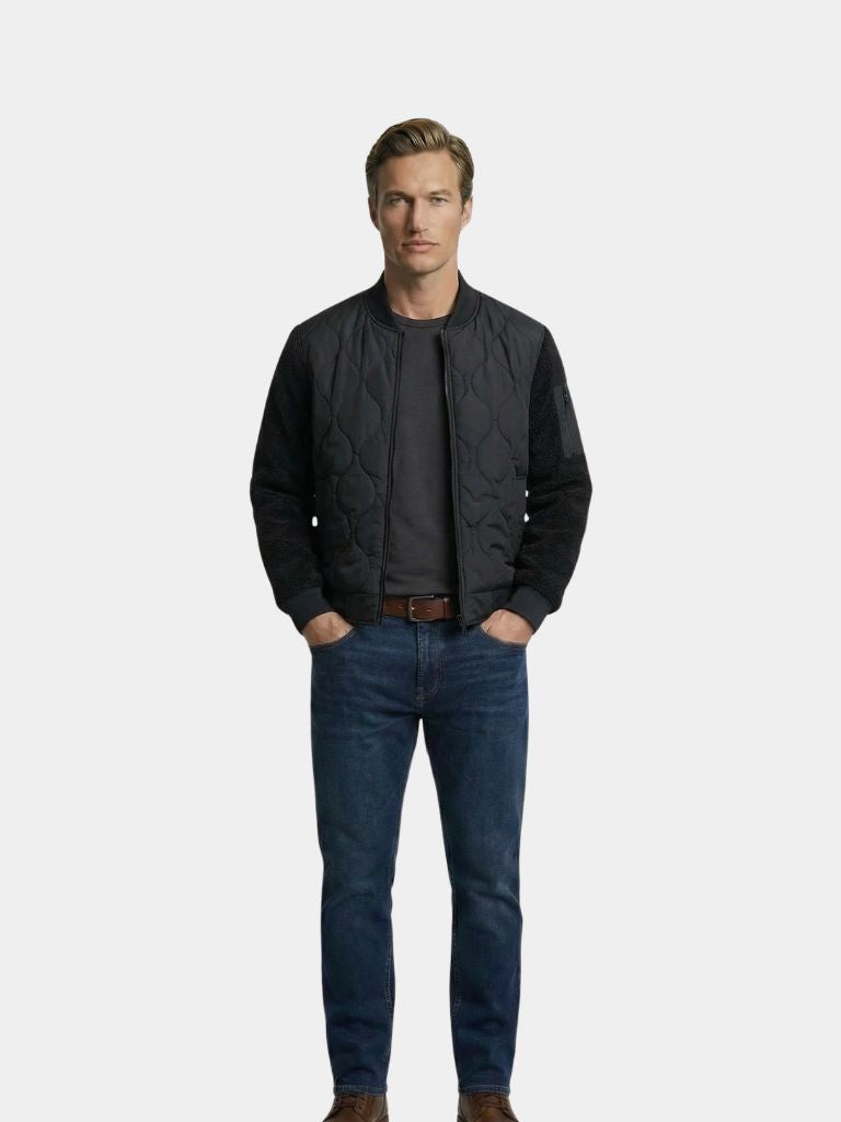 LÉOPOLD | Blouson aviateur matelassé — manches en maille moutonnée