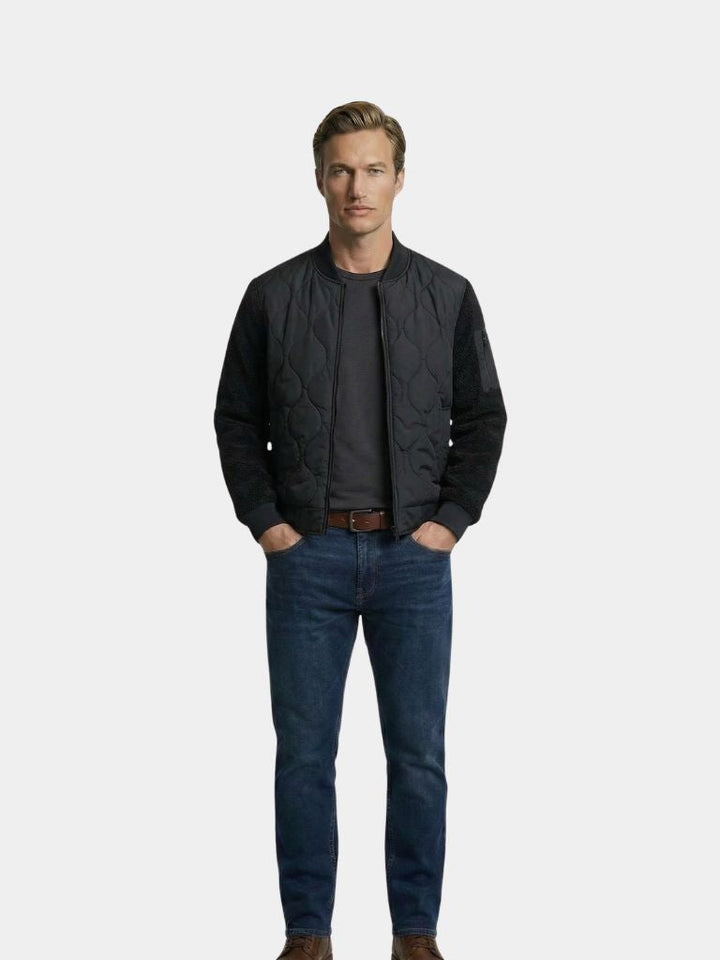 LÉOPOLD | Blouson aviateur matelassé — manches en maille moutonnée