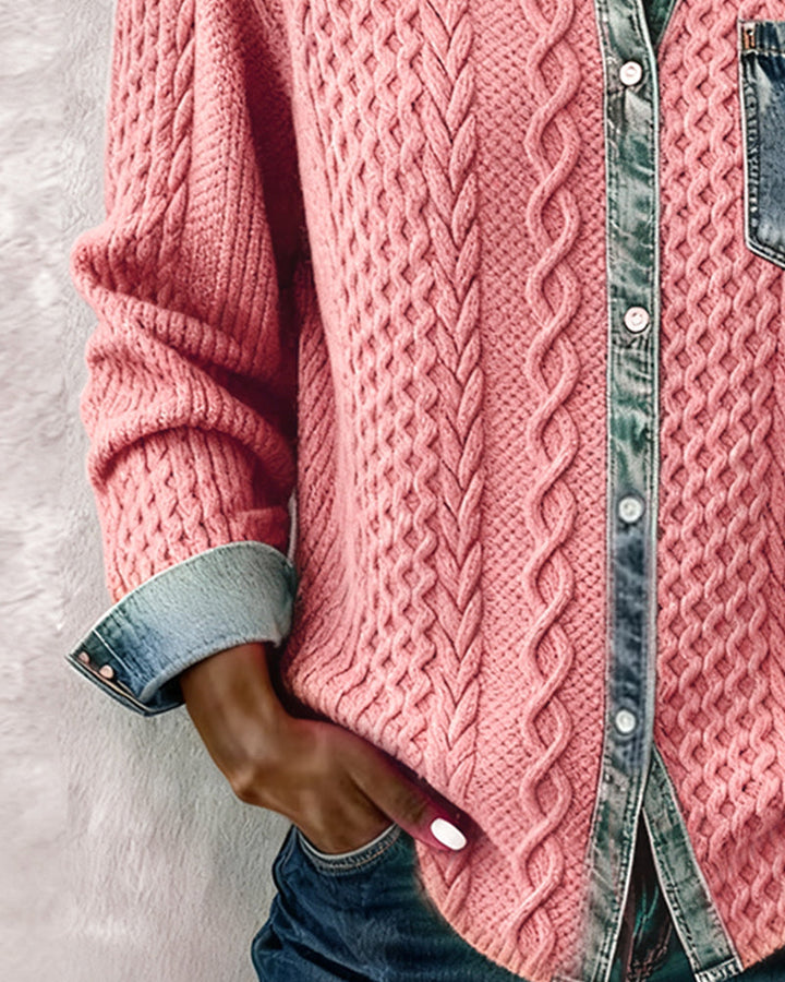 Claire | Blouse en maille avec détails en denim
