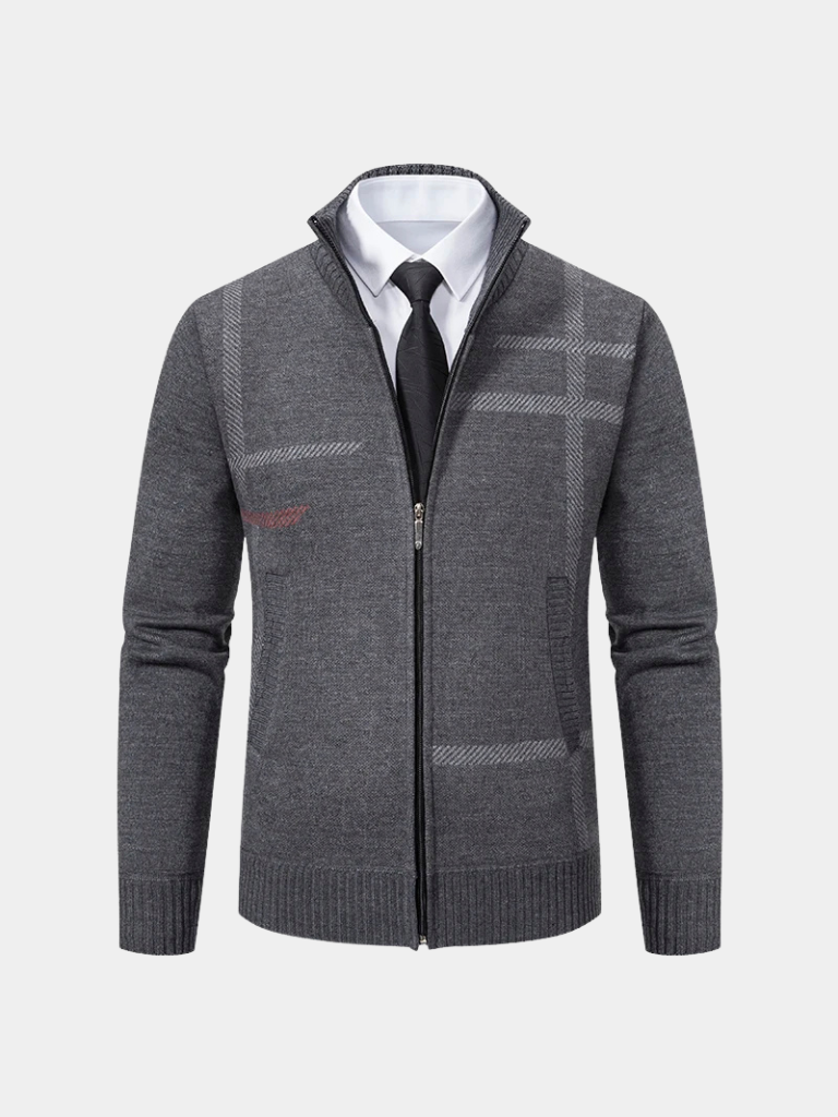 ISIDORE | Veste en maille à motif géométrique — coupe taillée