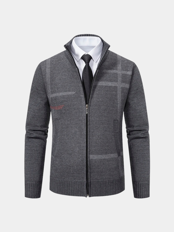 ISIDORE | Veste en maille à motif géométrique — coupe taillée