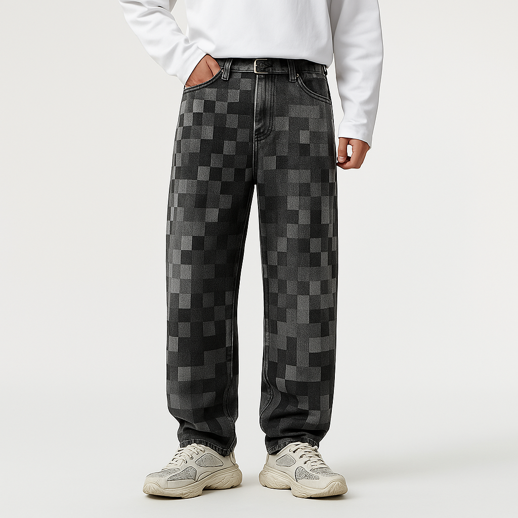 JEAN EN DENIM EFFET PIXEL POUR HOMME