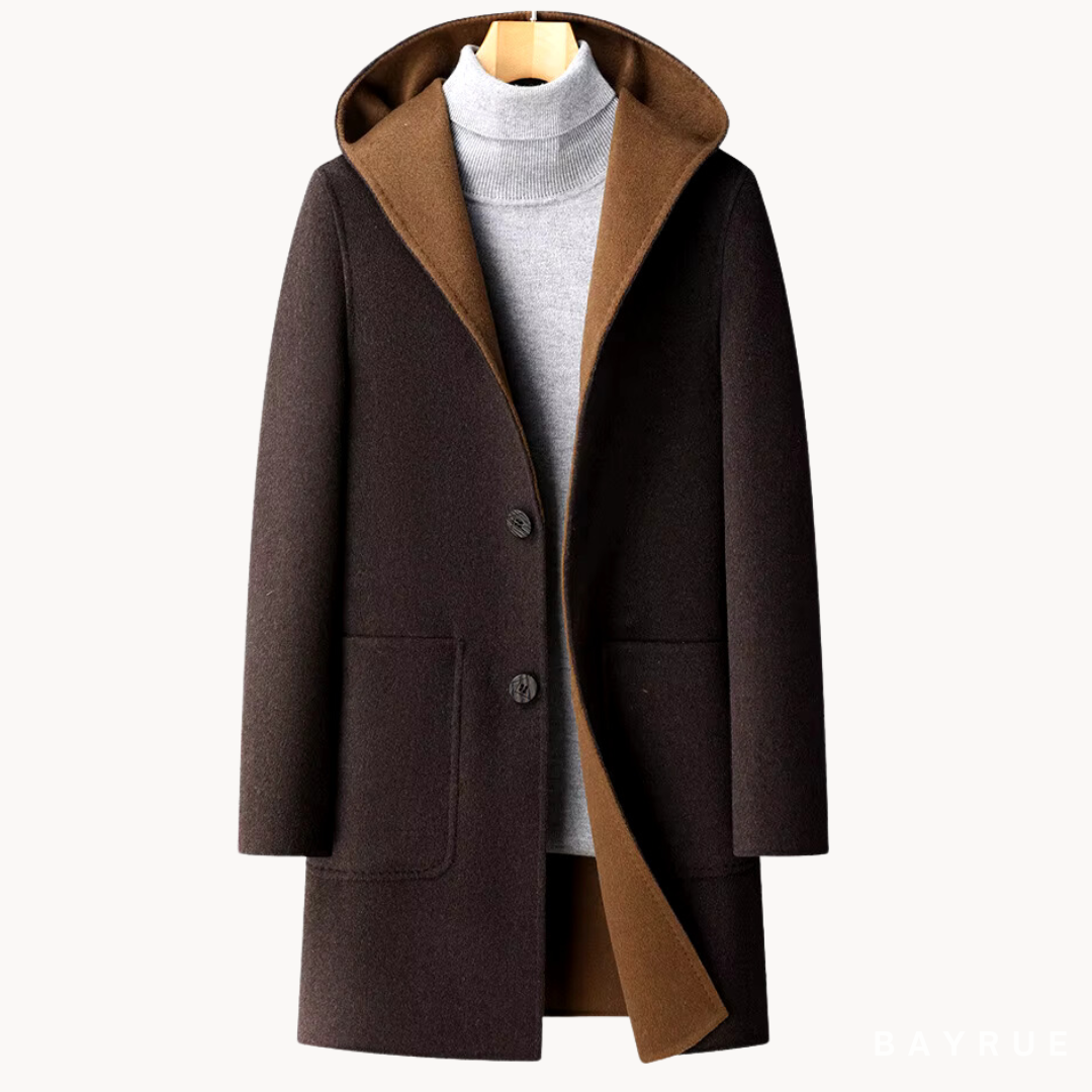 MANTEAU EN LAINE À CAPUCHE POUR HOMME