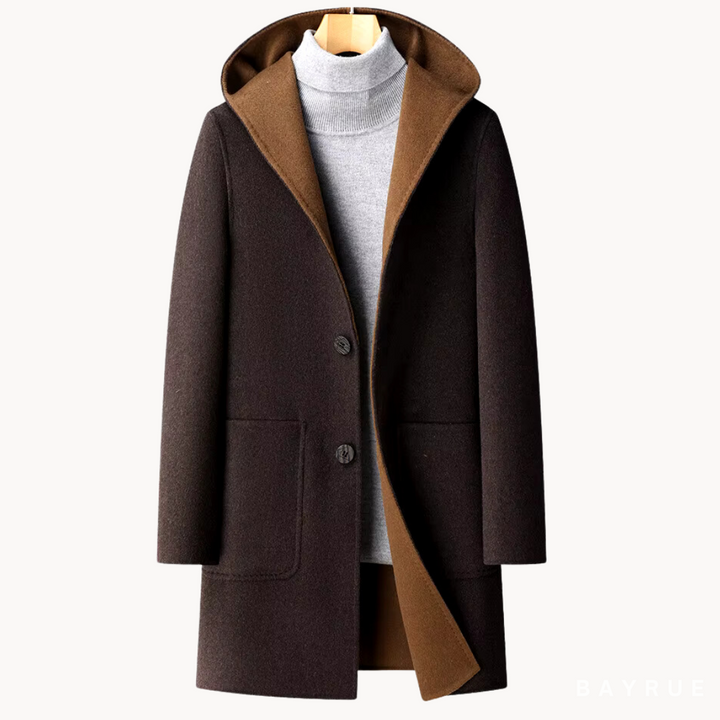 MANTEAU EN LAINE À CAPUCHE POUR HOMME