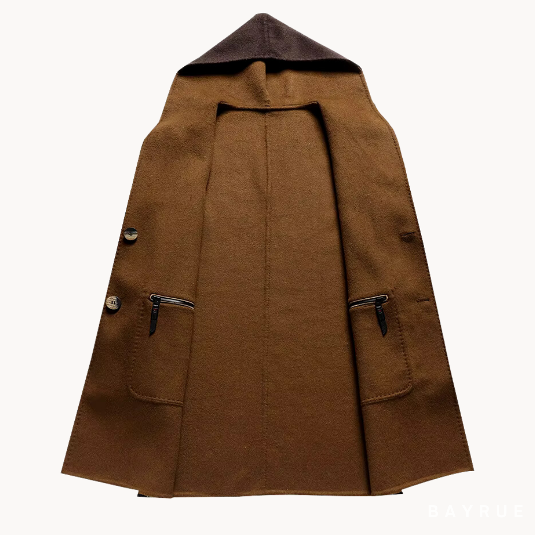 MANTEAU EN LAINE À CAPUCHE POUR HOMME