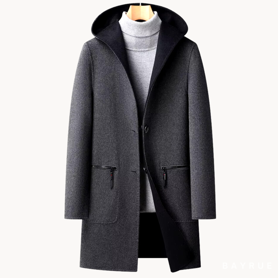 MANTEAU EN LAINE À CAPUCHE POUR HOMME