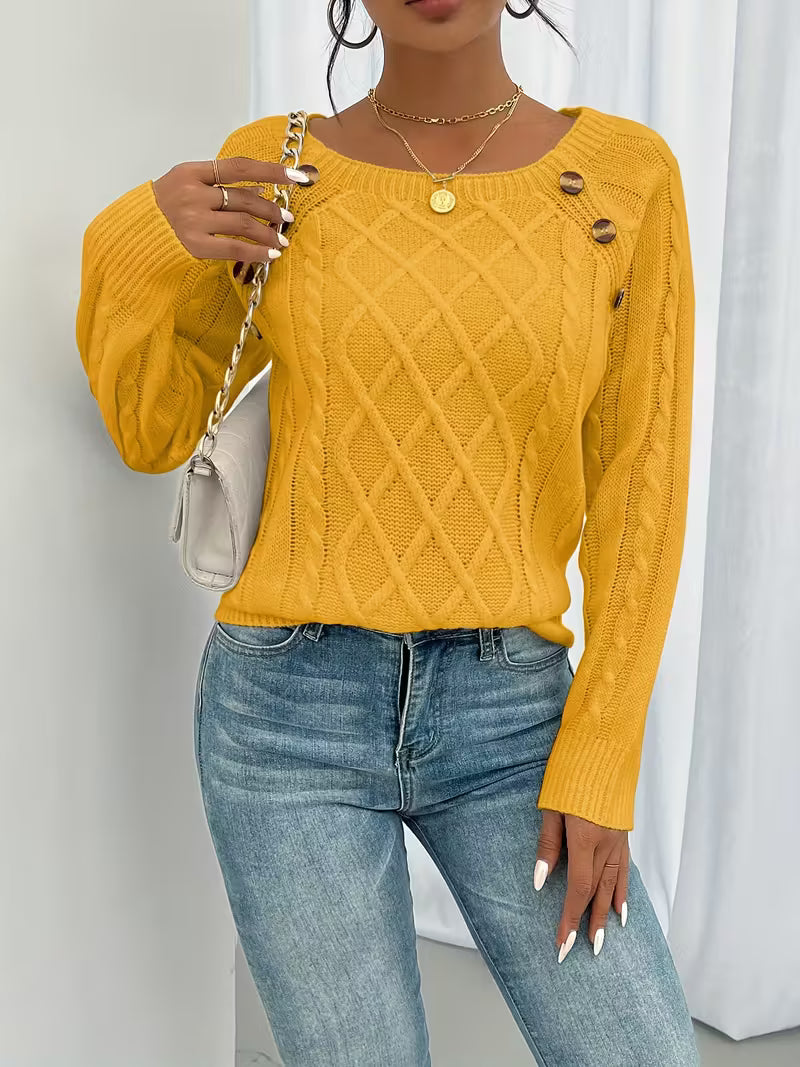 Pull Juliette | Col Carré & Boutons Bijoux