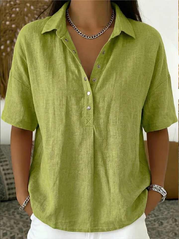 Sophie | Blouse en lin à col chemisier et boutons