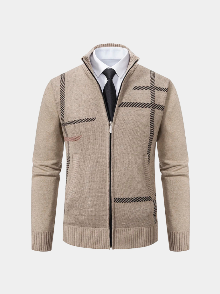 ISIDORE | Veste en maille à motif géométrique — coupe taillée