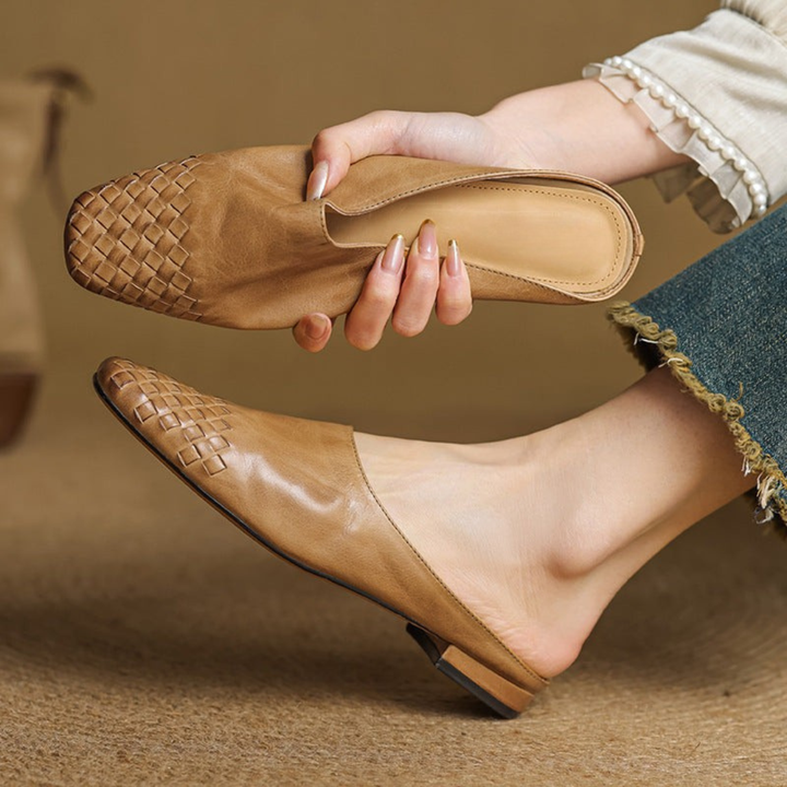 Camille | Mules en cuir tressé confort