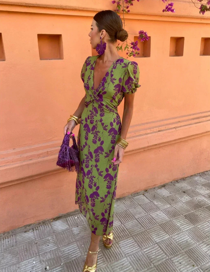 Madeleine | Robe midi florale en soie