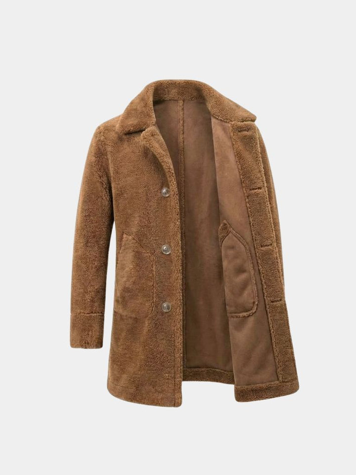 TIMOTHÉE | Manteau réversible cuir et mouton — col cranté et finition premium