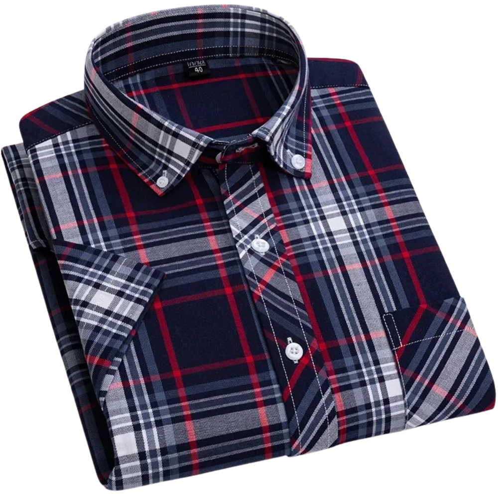 Cotton Short Sleeved Checkered Shirt