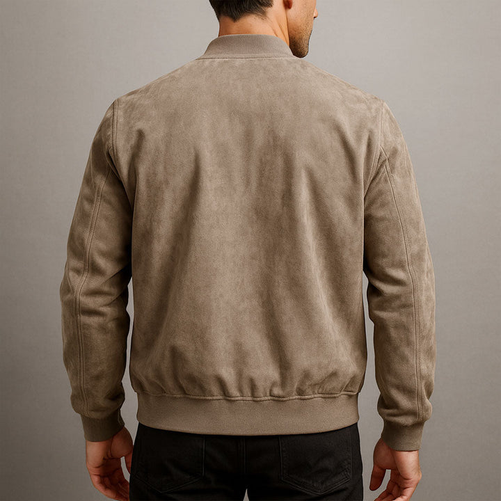 ALAIN | Blouson en daim — col, poignets et base côtelés