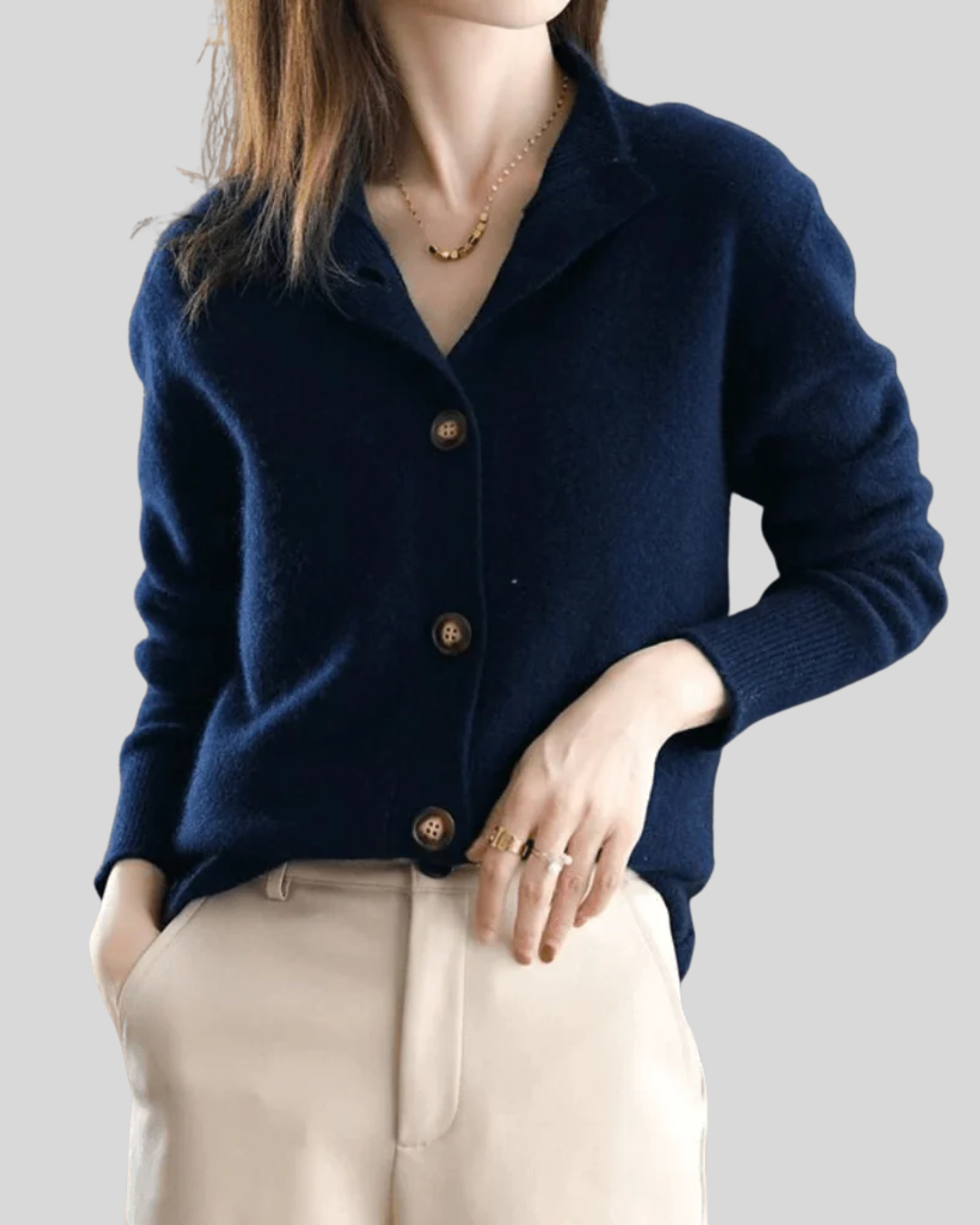 Camille | Cardigan en cachemire boutonné col rond