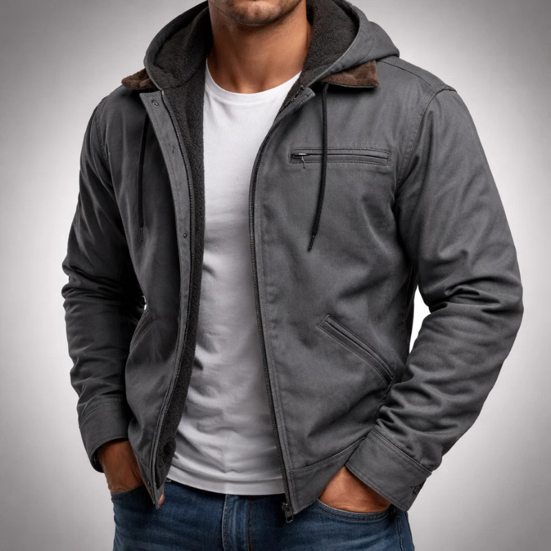 VESTE À CAPUCHE EN TOILE POUR HOMME