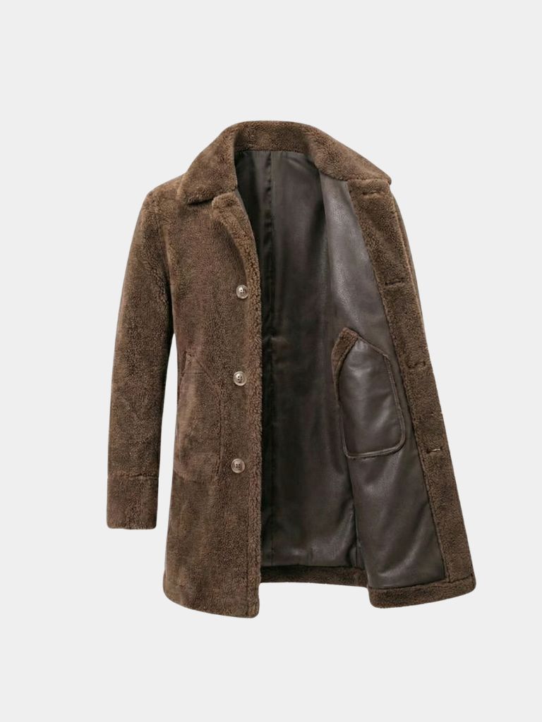 TIMOTHÉE | Manteau réversible cuir et mouton — col cranté et finition premium