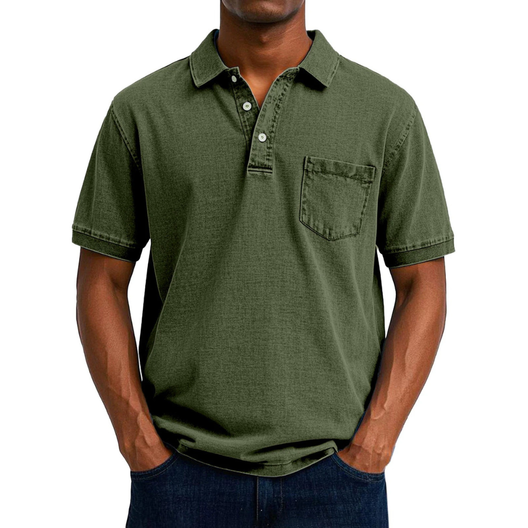 Léonard | Polo en coton délavé, look vintage et coupe décontractée