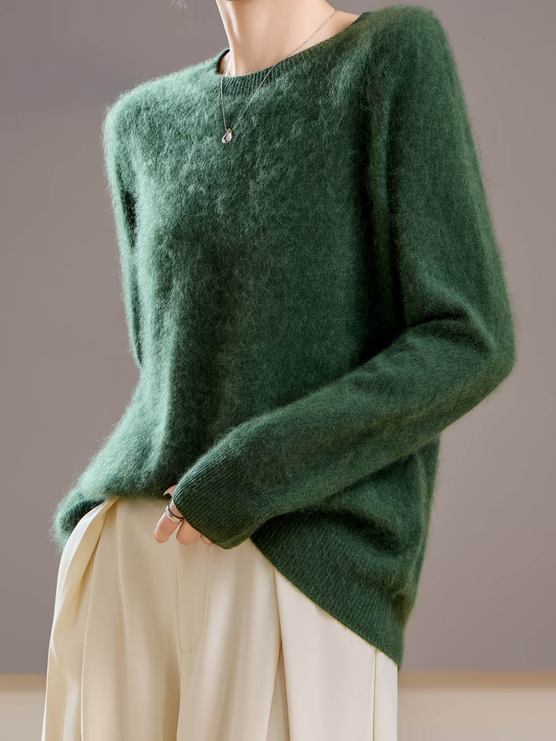 Hélène | Pull cachemire brossé col rond