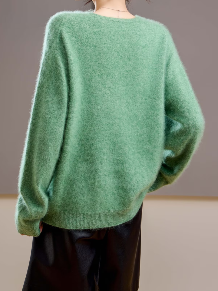 Élise | Pull cachemire brossé col V