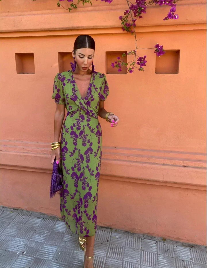Madeleine | Robe midi florale en soie