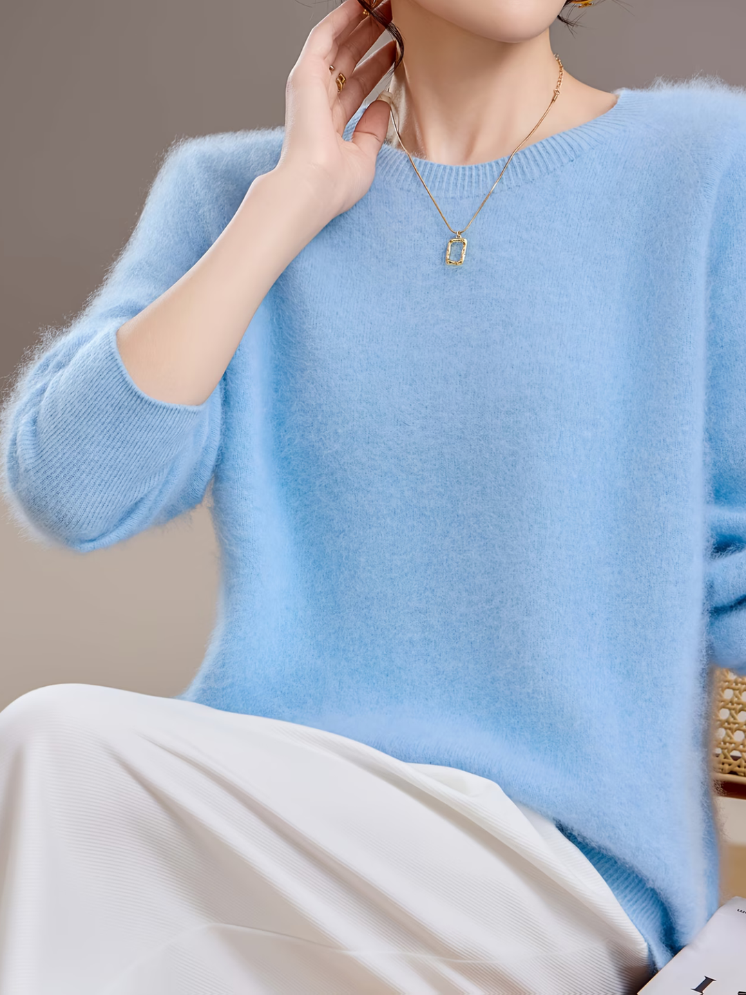 Hélène | Pull cachemire col rond pastel