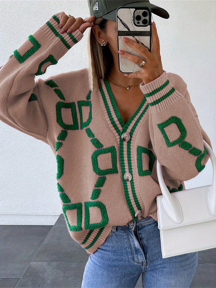 Camille Cannes | Cardigan géométrique multicolore