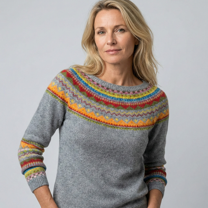 Aurore | Pull Jacquard en Cachemire & Laine Mérinos