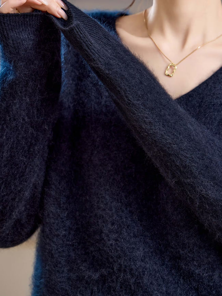 Claire | Pull cachemire brossé col V