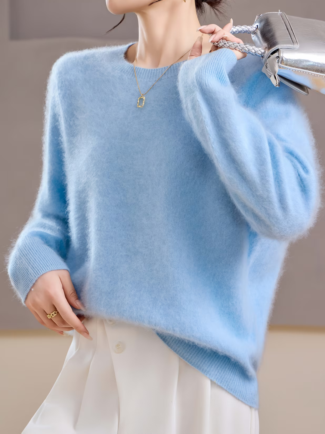 Hélène | Pull cachemire col rond pastel