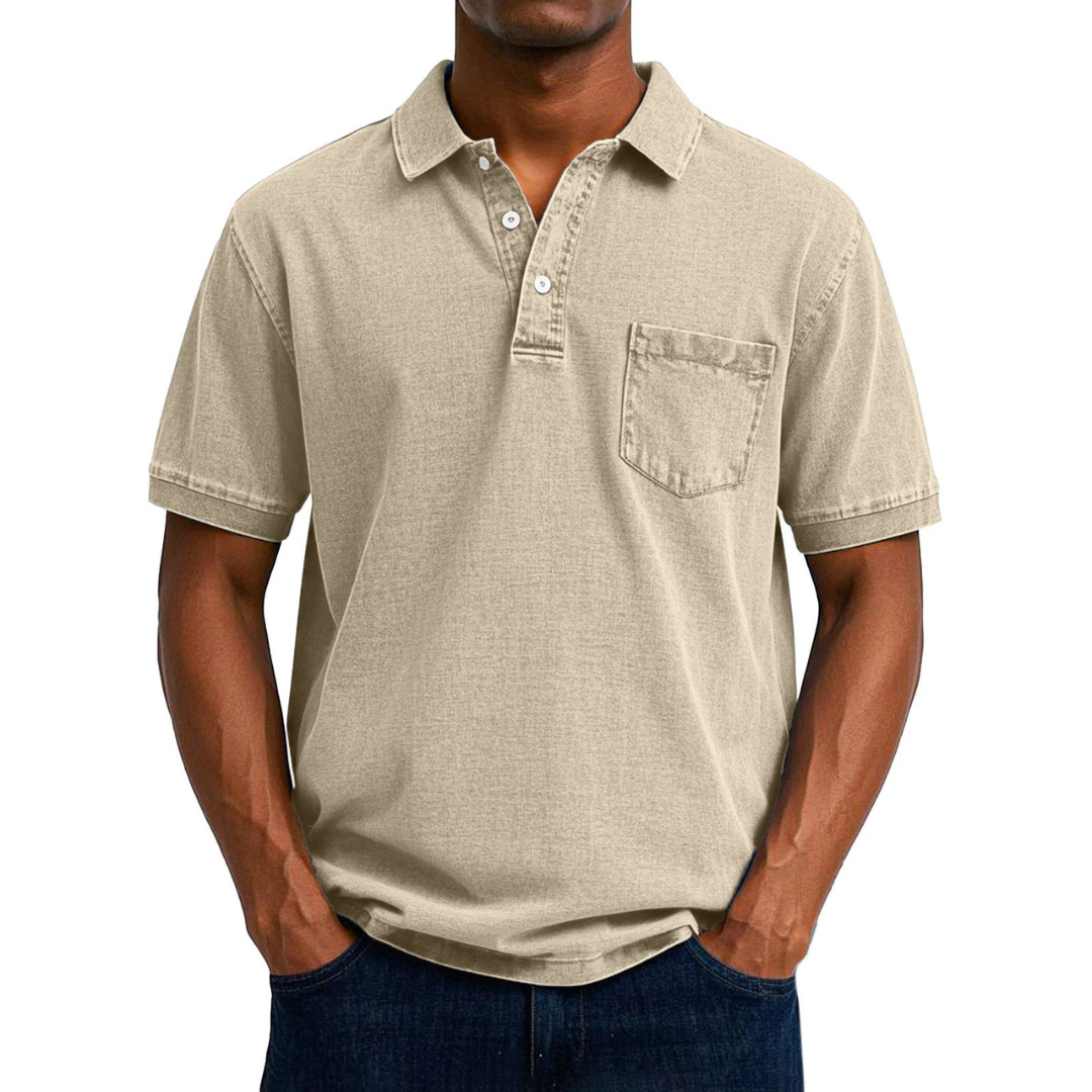 Léonard | Polo en coton délavé, look vintage et coupe décontractée