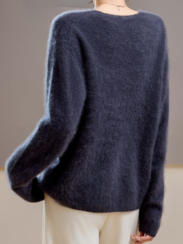 Élise | Pull cachemire brossé col V