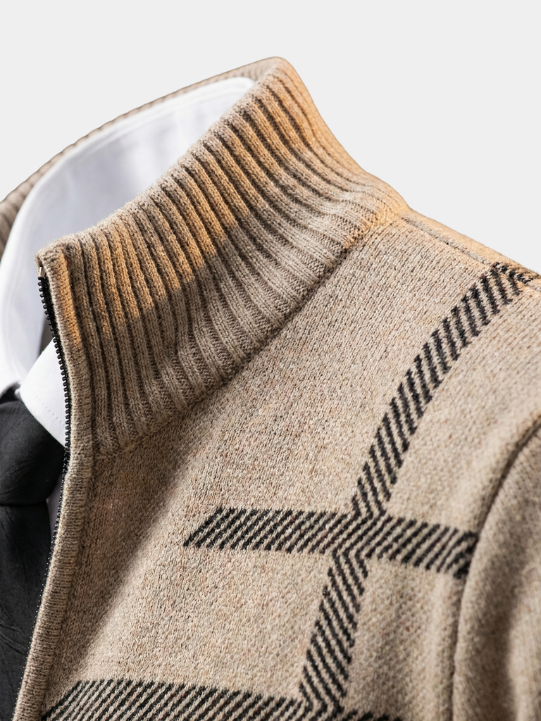 ISIDORE | Veste en maille à motif géométrique — coupe taillée