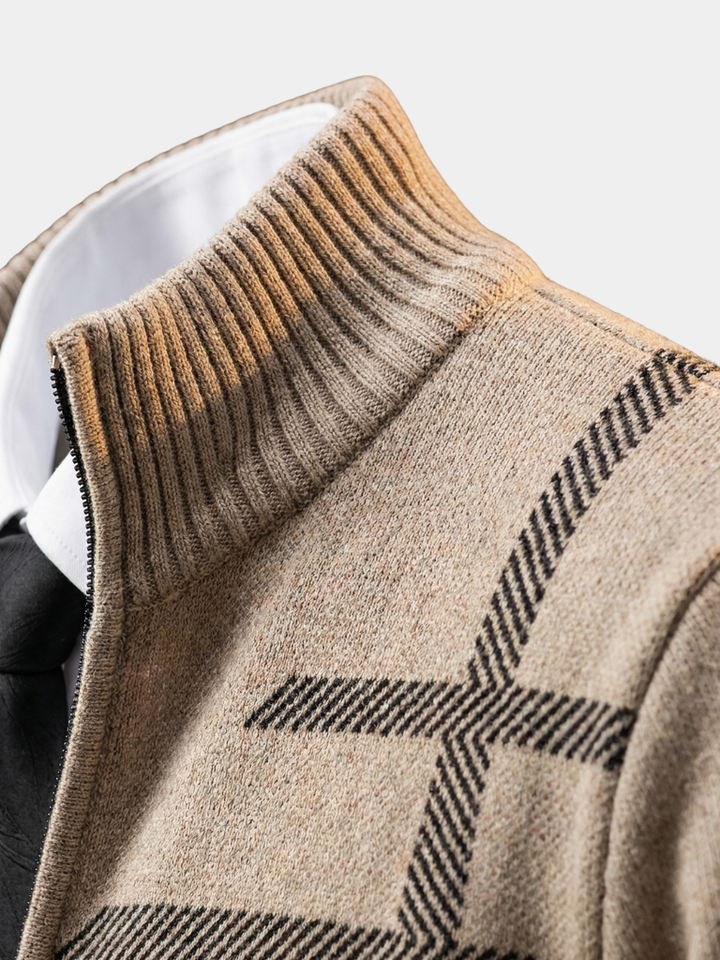 ISIDORE | Veste en maille à motif géométrique — coupe taillée