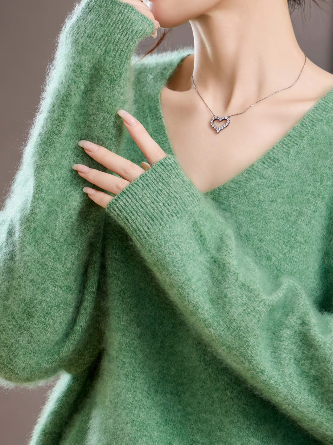 Élise | Pull cachemire brossé col V