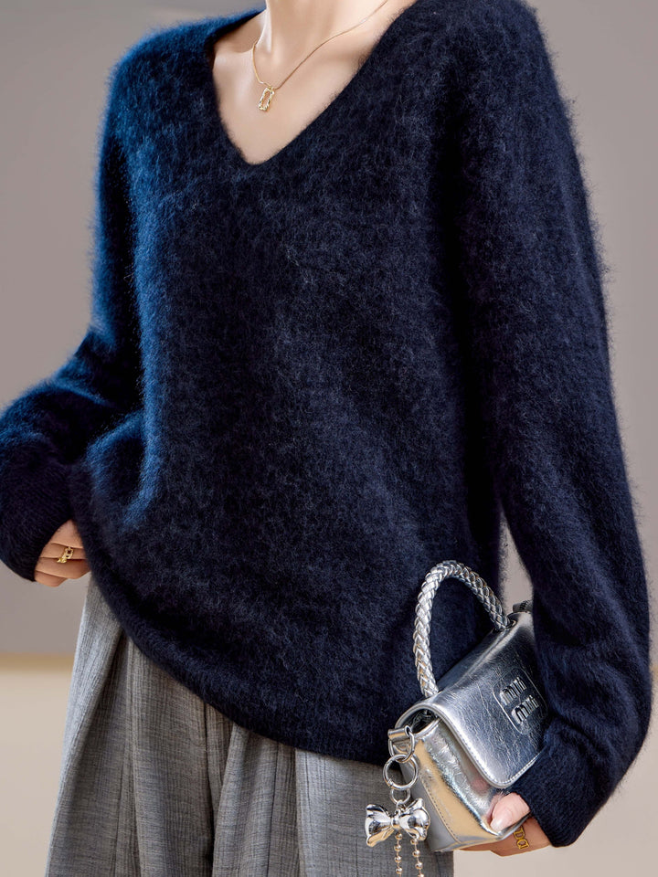 Claire | Pull cachemire brossé col V