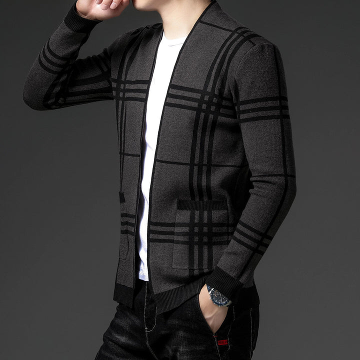 CARDIGAN EN MAILLE À CARREAUX POUR HOMME