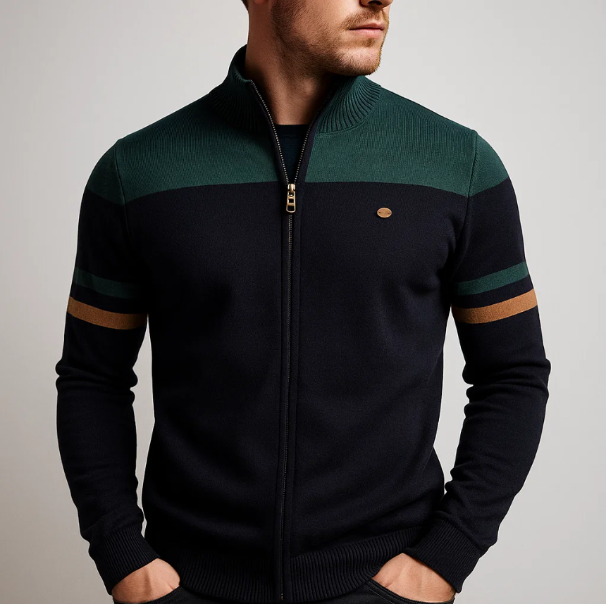 SWEAT COLORBLOCK AVEC ZIP POUR HOMME