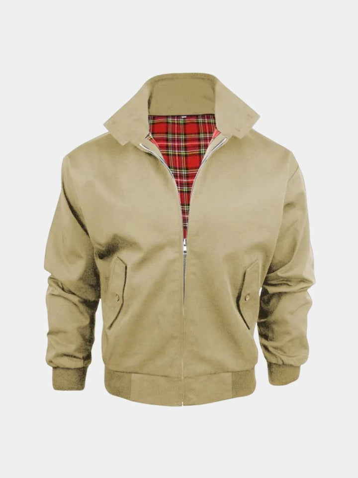 ÉDOUARD | Veste Harrington en coton technique — doublure tartan