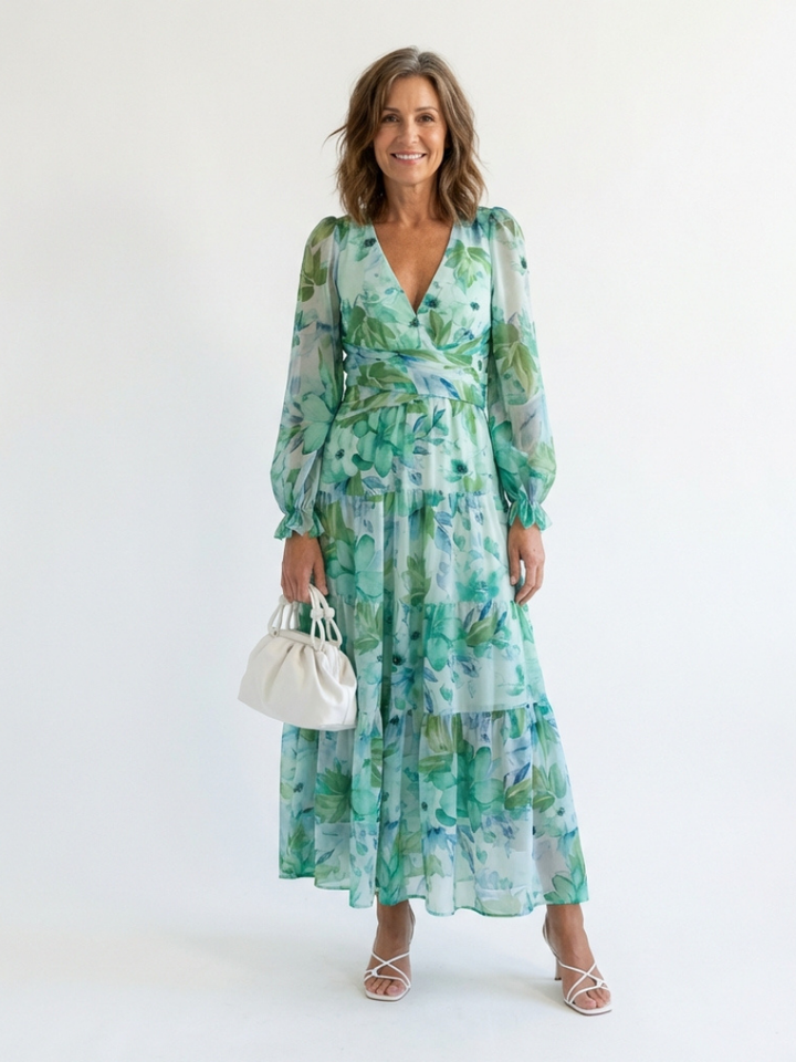 Althea | Robe Maxi à Manches Longues Fleurie