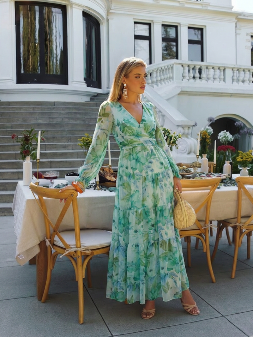 Althea | Robe Maxi à Manches Longues Fleurie