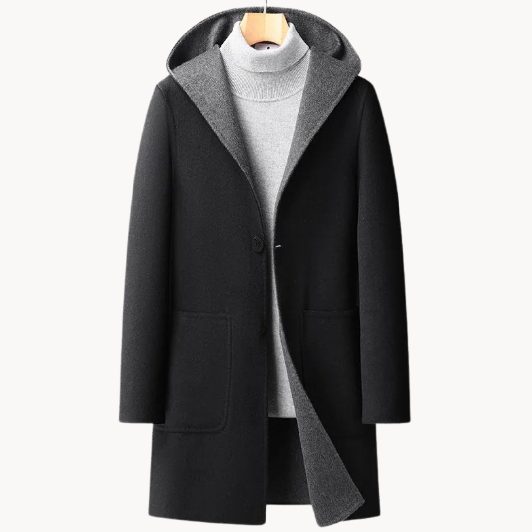 MANTEAU EN LAINE À CAPUCHE POUR HOMME