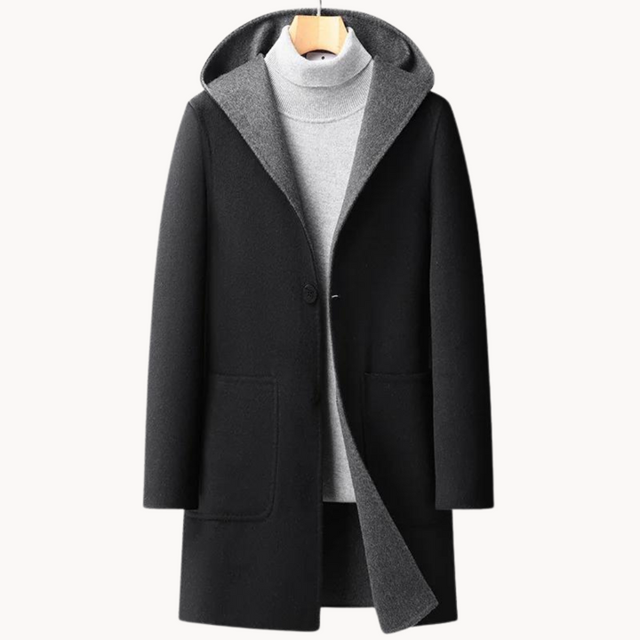 MANTEAU EN LAINE À CAPUCHE POUR HOMME