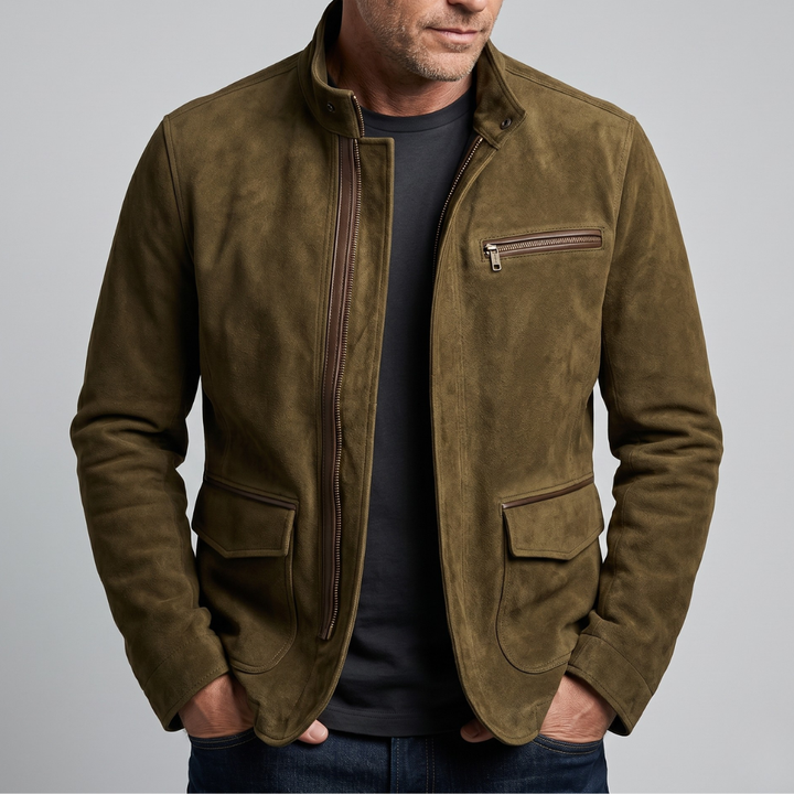 HUBERT | Veste hybride en cuir nubuck — inspiration veste de chasse
