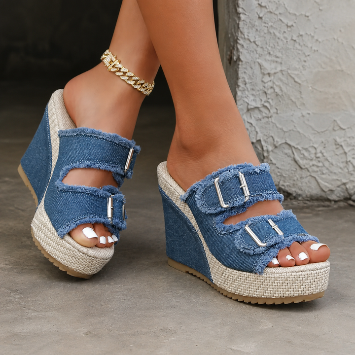 ÉDITH | Sandales Compensées en Cuir