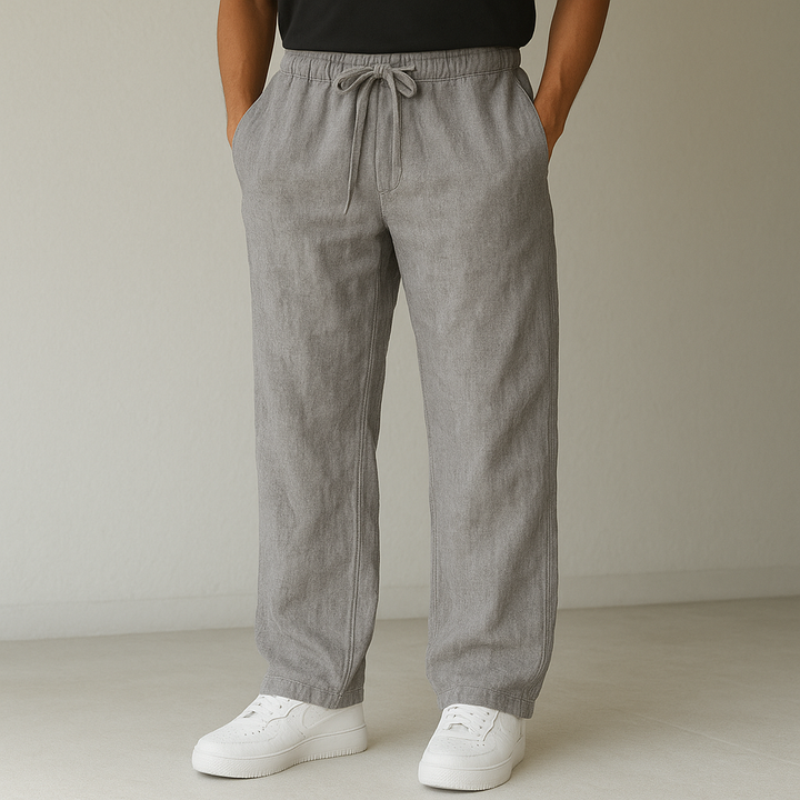 PANTALON EN LIN À CORDON POUR HOMME