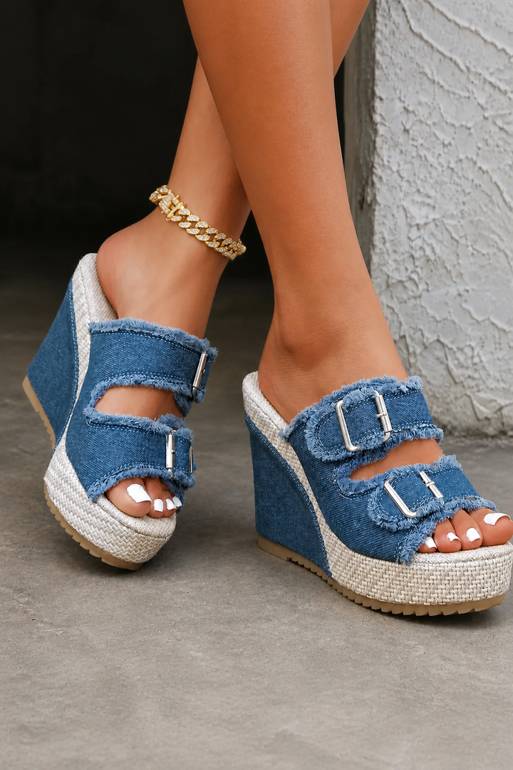 ÉDITH | Sandales Compensées en Cuir